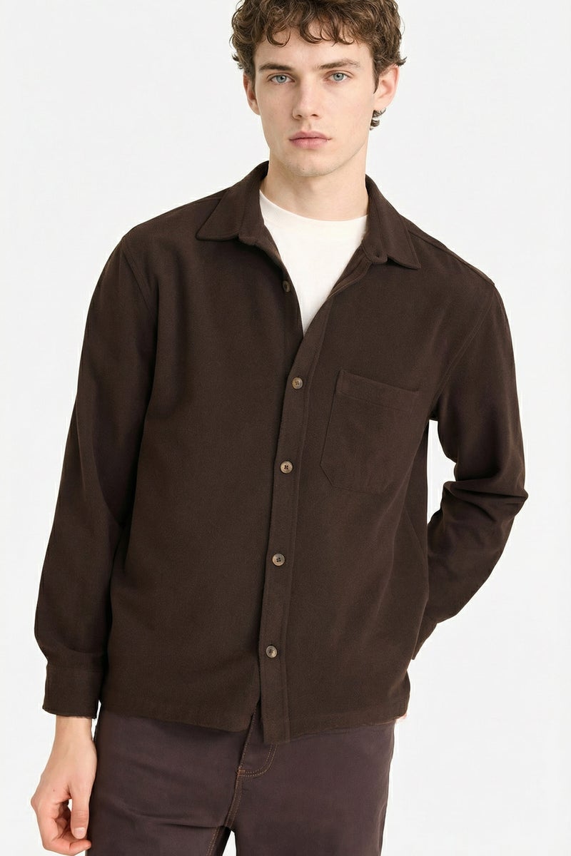 DeFacto Brown Man Regular Fit Flannel Shirt Casual - Image 3
